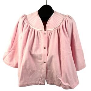 Vintage APPEL Pink Bed Jacket Snap Front Brushed Medium NWT 1990s